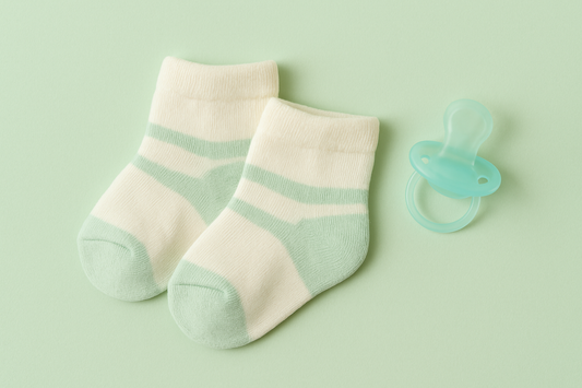 Infant White and Mint Green Cotton Socks