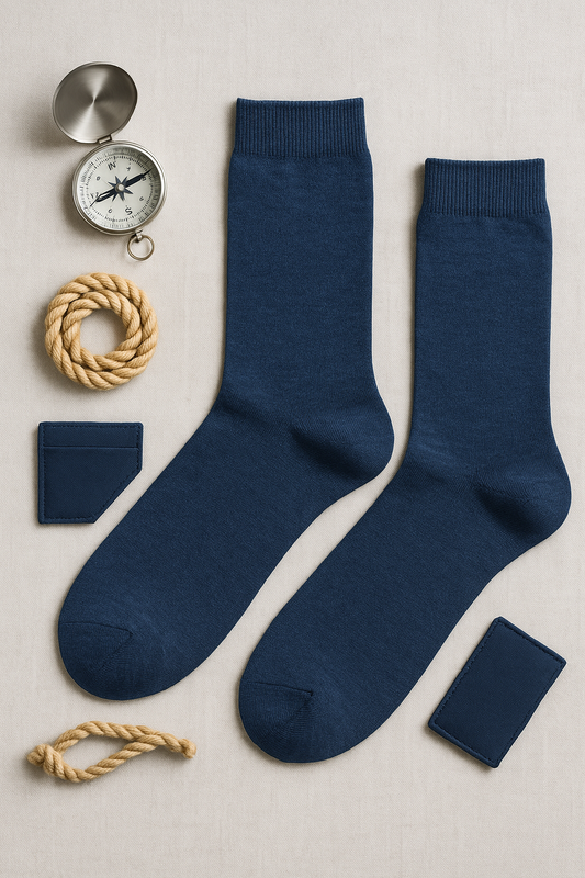 Heather Navy Crew Socks — Soft Everyday Classic