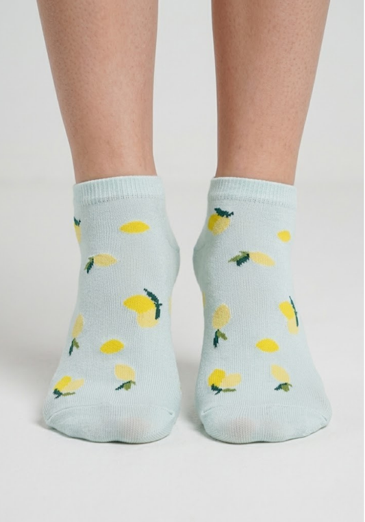 Zesty Lemon Print Low-Cut Socks