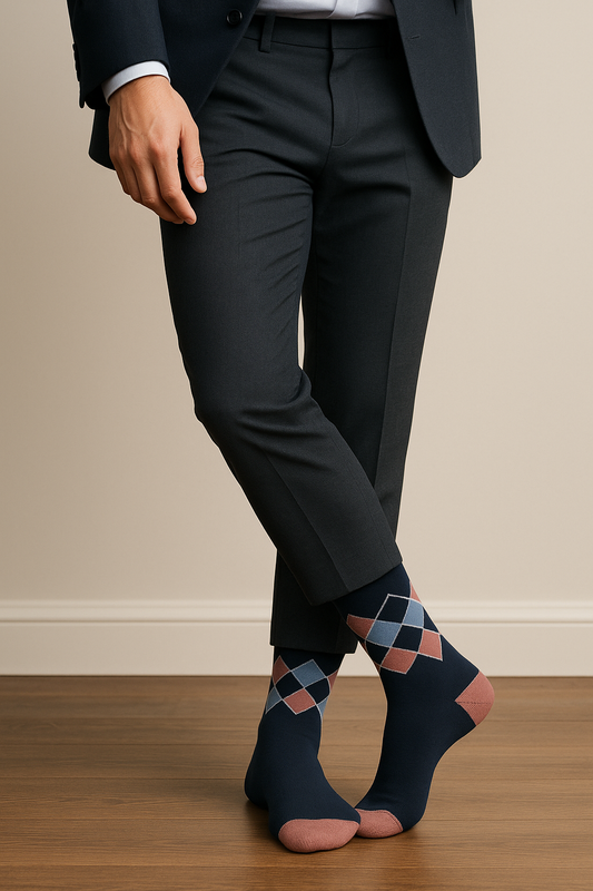 Navy Rose Diamond Luxe Socks