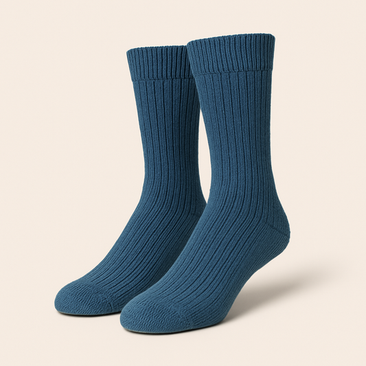 Blue Wool Crew Socks