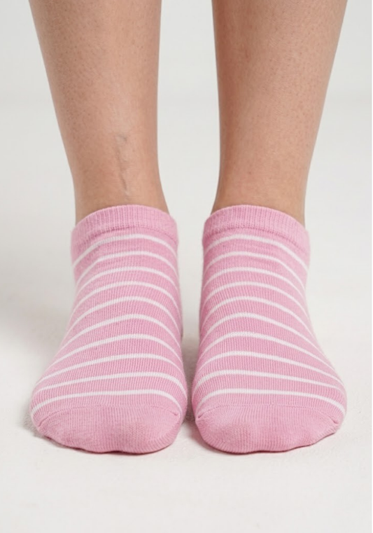 Candy Pink Striped Low-Cut Socks