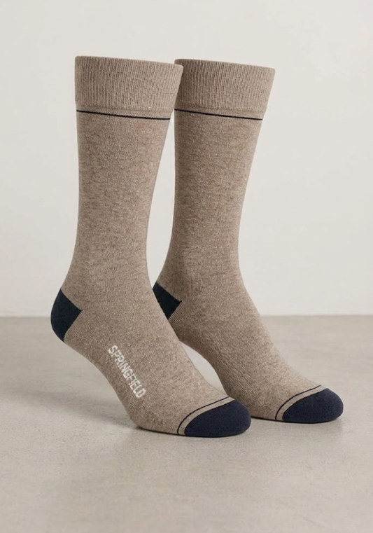 Sand Beige Heather Crew Socks