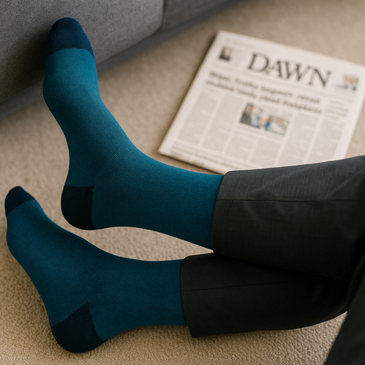 Teal Blue & Black Dress Socks