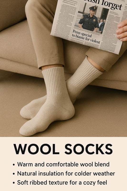 Beige Wool Crew Socks