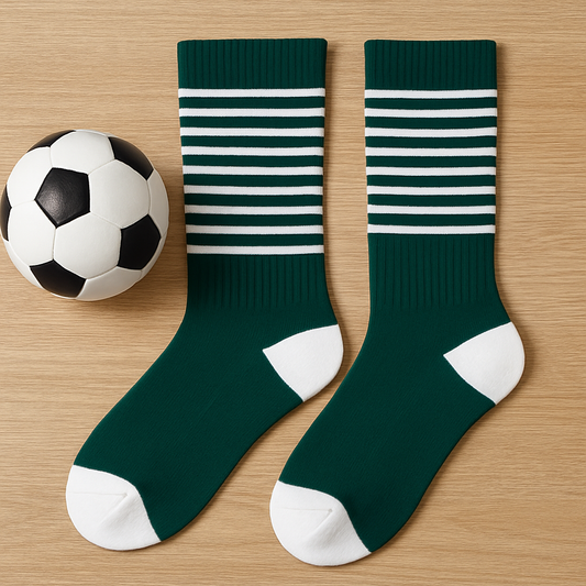 Soccer Socks (Dark Green with White St+I11ripes