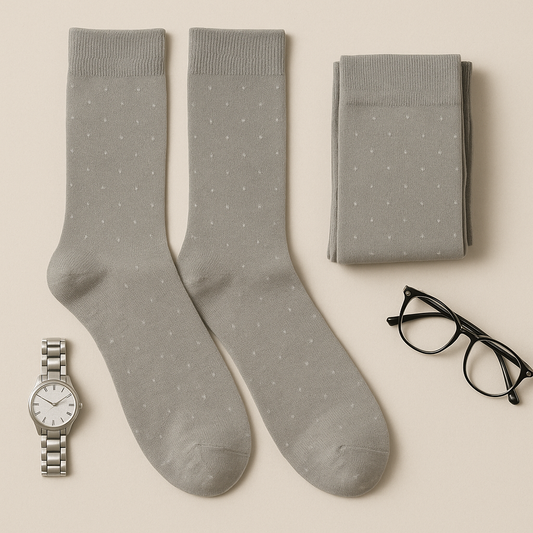 Light Gray Patterned Dress Socks