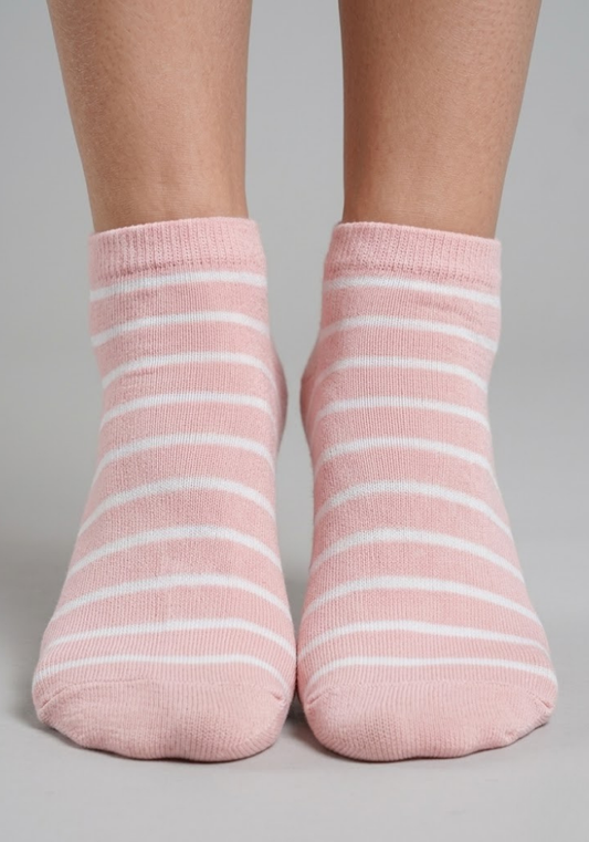 Rose Heather Striped Low-Cut Socks