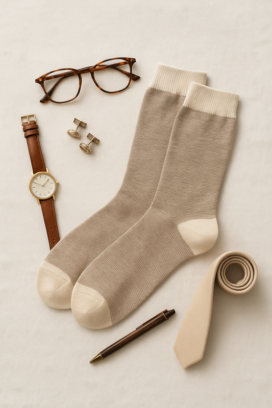 Ash Beige Contrast Socks