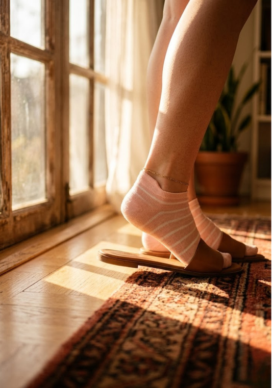 Rose Heather Striped Low-Cut Socks