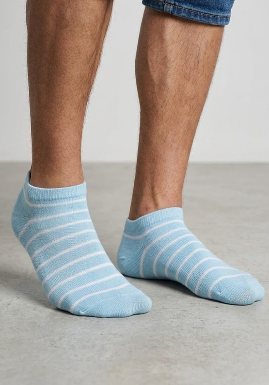 Cornflower Heather Striped Ankle Socks