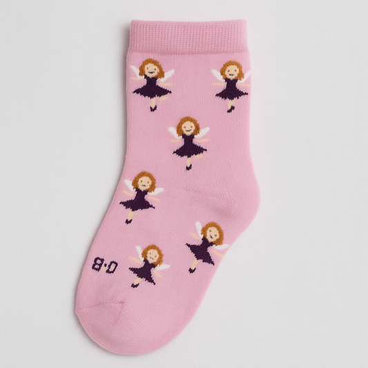 Pink Kids Socks with Fairy Print