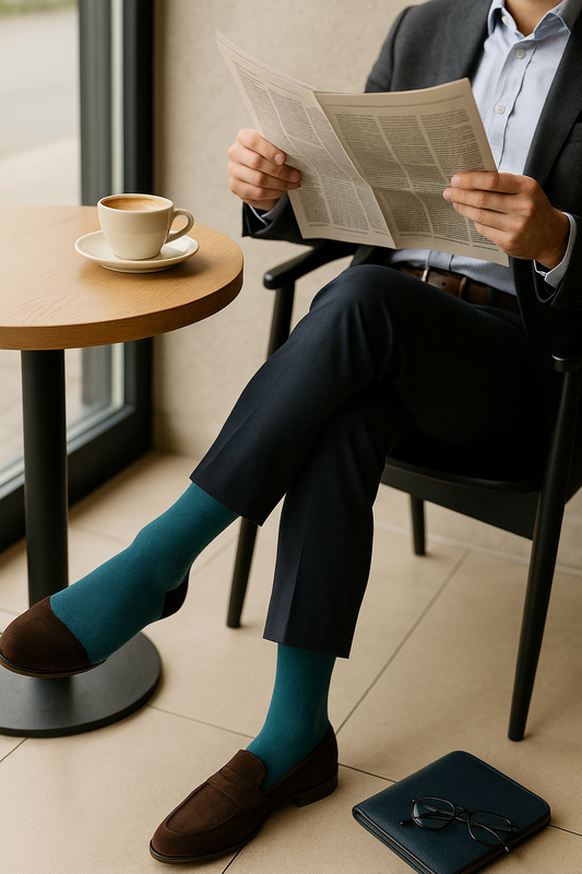 Teal Blue & Black Dress Socks