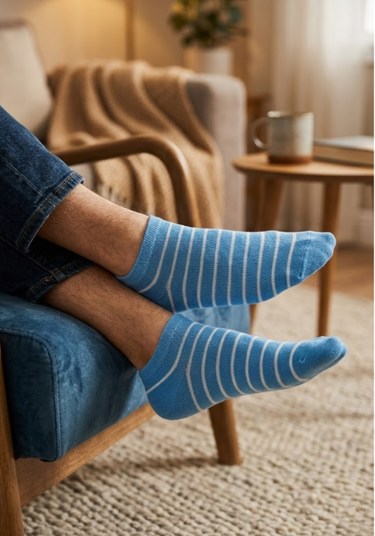 Cornflower Heather Striped Ankle Socks