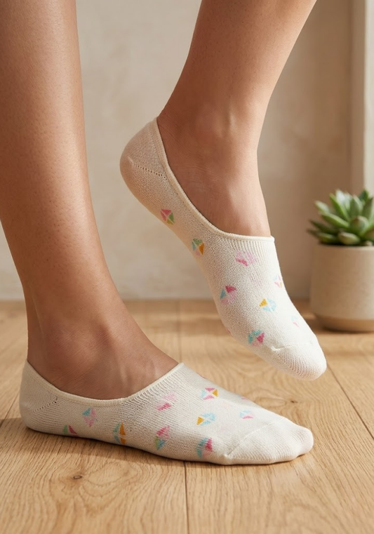 Pastel Diamond Geometric Liner Socks