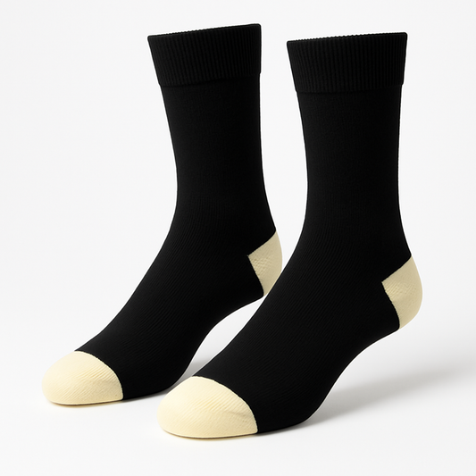 Classic Black Crew Socks with Cream Accents