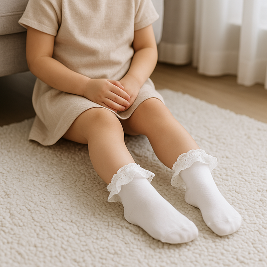 Kids White Socks with Lace Frill