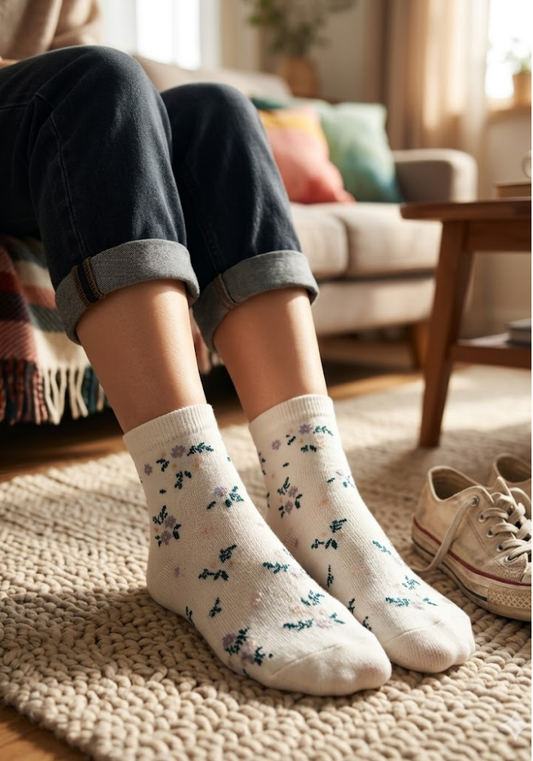 Dainty Lilac Sprig Ankle Socks