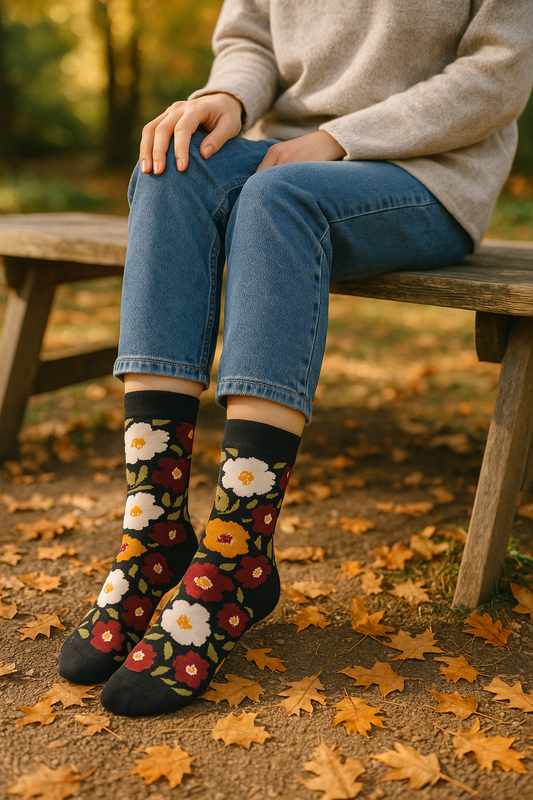 Midnight Bloom Floral Socks