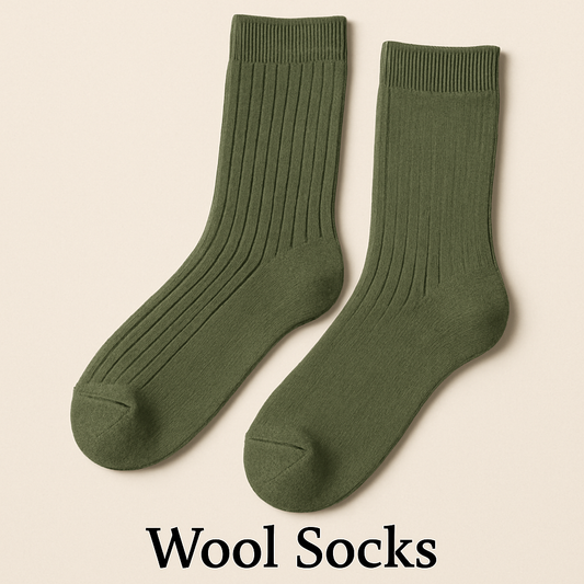 Olive green Wool Crew Socks