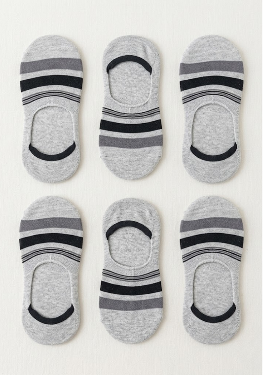 Premium Heather Grey Socks with Multi-Tonal Stripe Detail