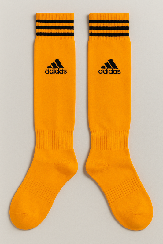 Adidas Orange Soccer Socks with Black Stripes