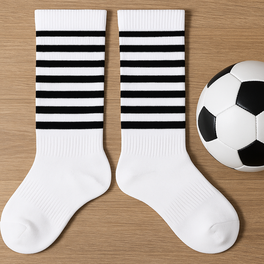 Soccer Socks (White with Black Stripes