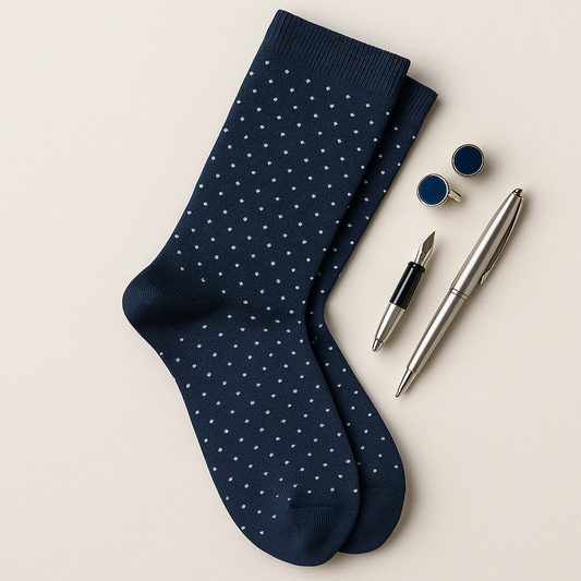Navy Micro-Dot Dress Socks