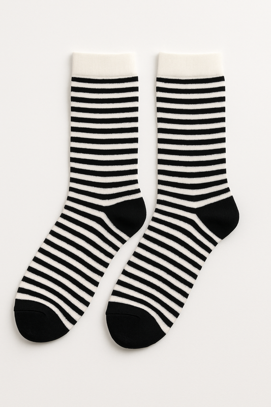 Classic Black & White Striped Socks