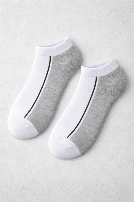 White & Grey with Black Stripe