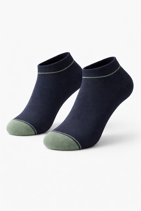 Navy & Sage Contrast Ankle Socks