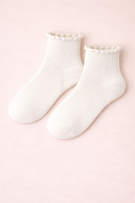 Pearl Lace Rib Ankle