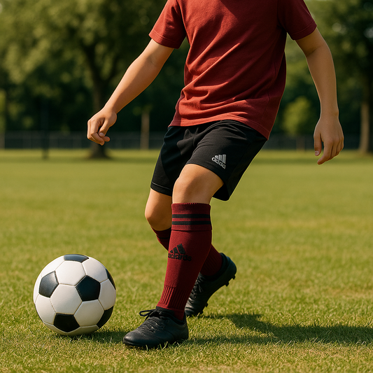 Adidas Maroon Soccer Socks with Black Stripes