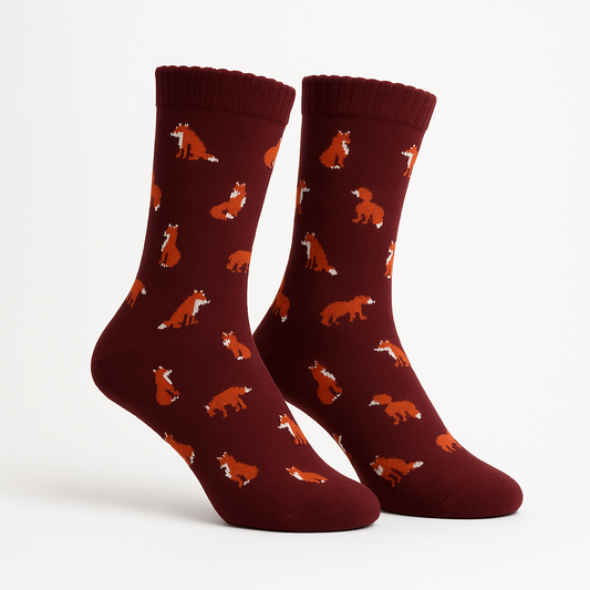 Foxy Fun Maroon Socks