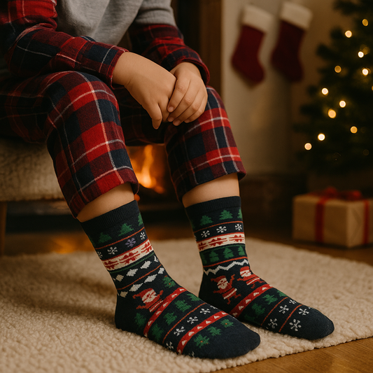 Christmas Pattern Socks – Festive Santa & Tree Design