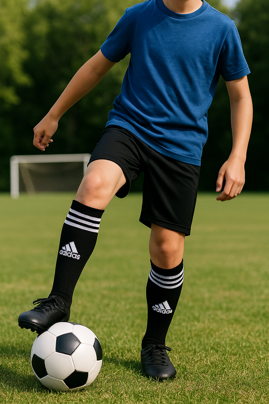 Adidas Black Soccer Socks with White Stripes