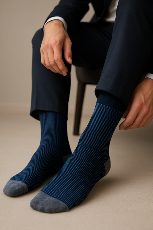 Midnight Navy Pinstripe Socks