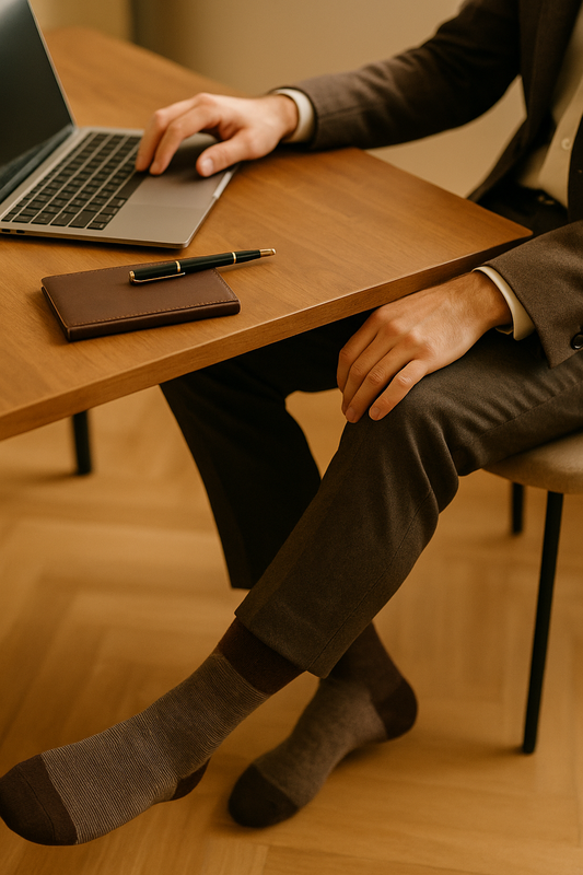 Classic Coffee Brown Contrast Socks