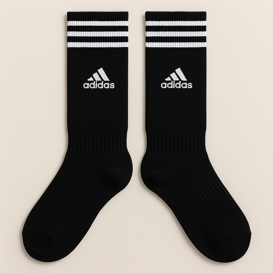Adidas Black Soccer Socks with White Stripes