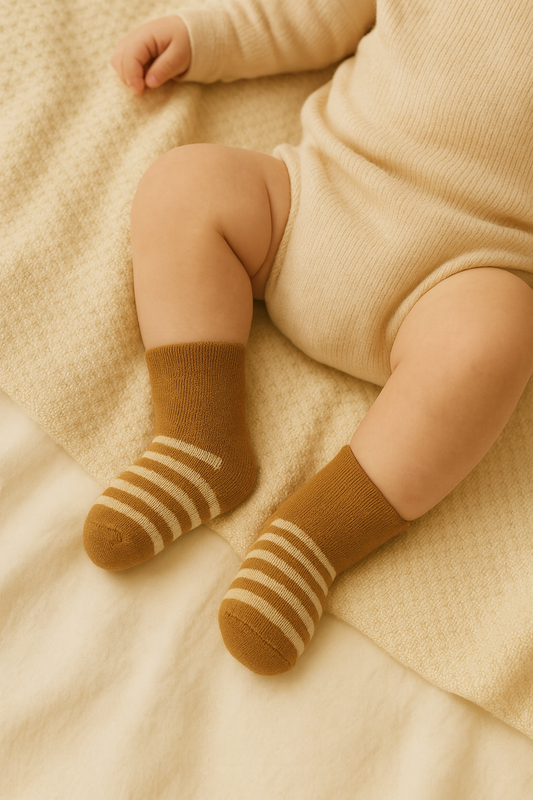 Brown Striped Infant Socks