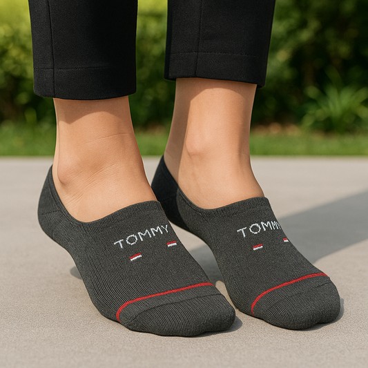 Dark Grey Tommy Footie Socks