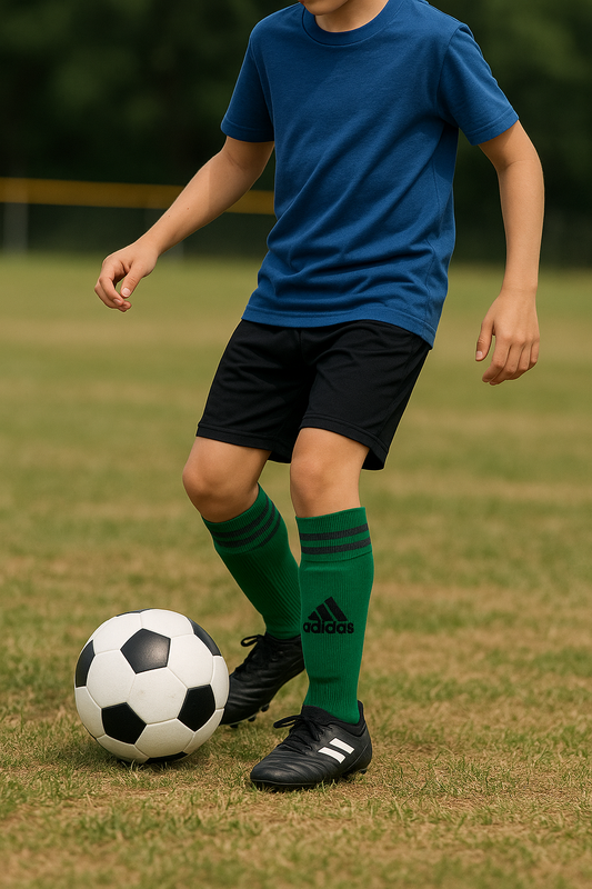 Adidas Green Soccer Socks with Black Stripes